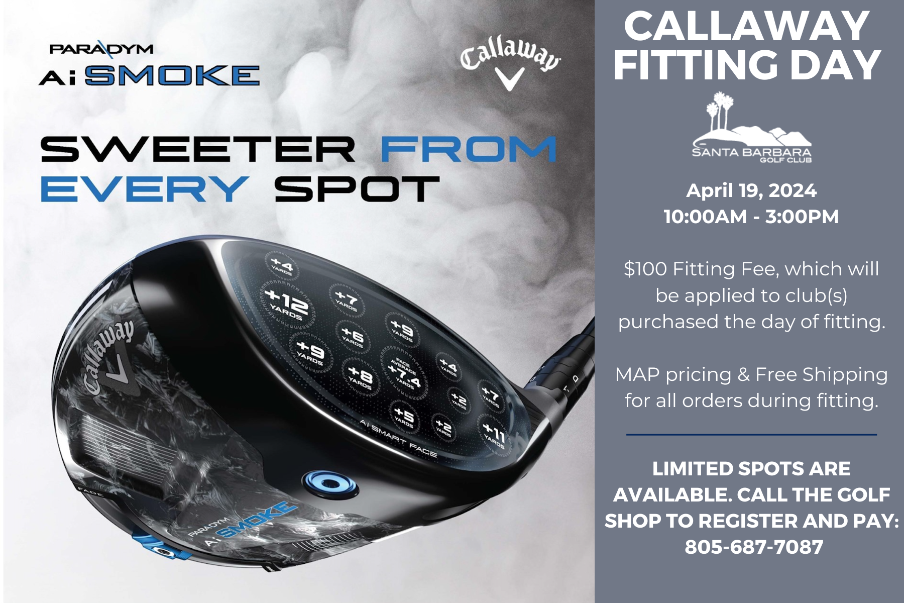 Callaway Fitting Day Santa Barbara Cart Sign