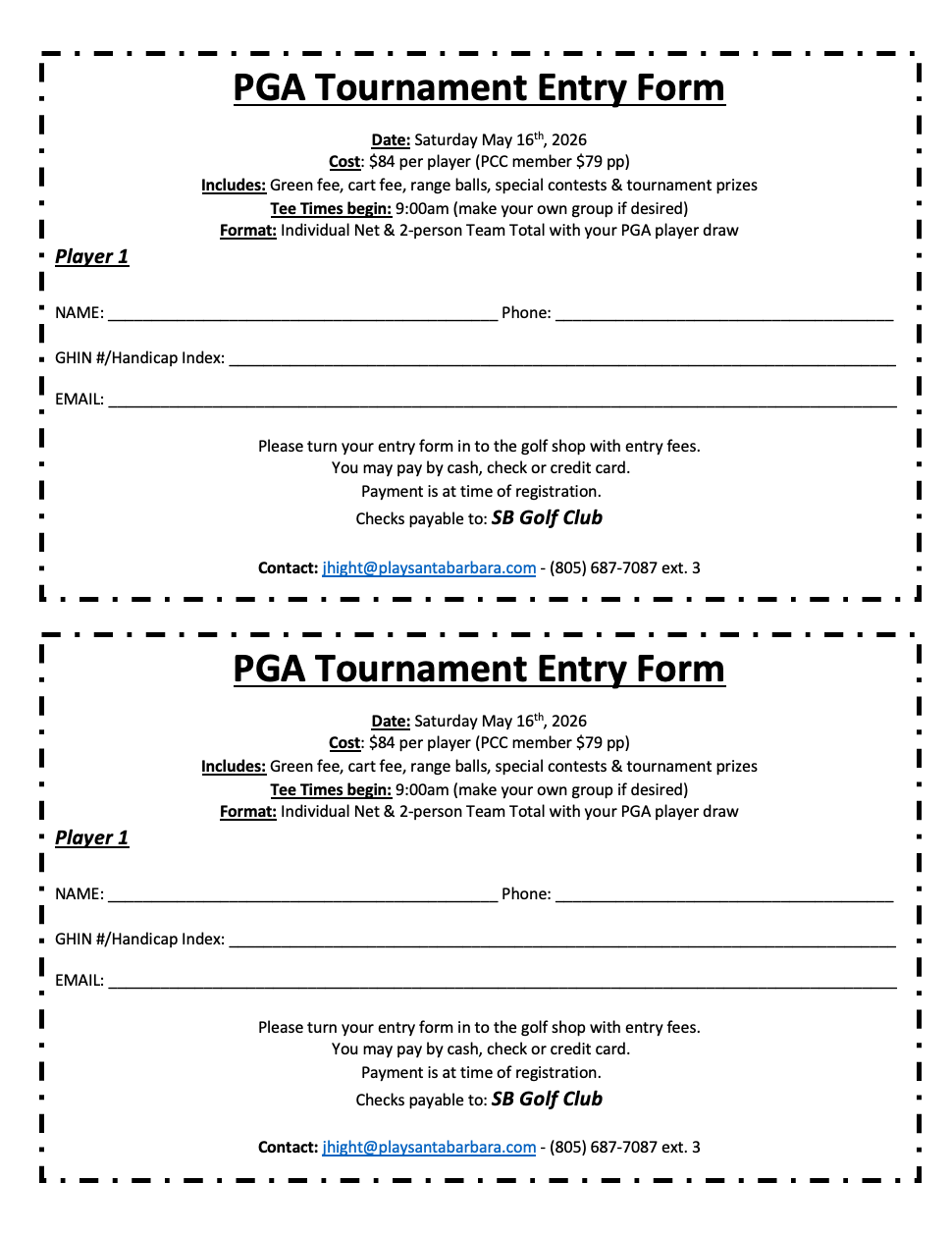 Registration Form PGA