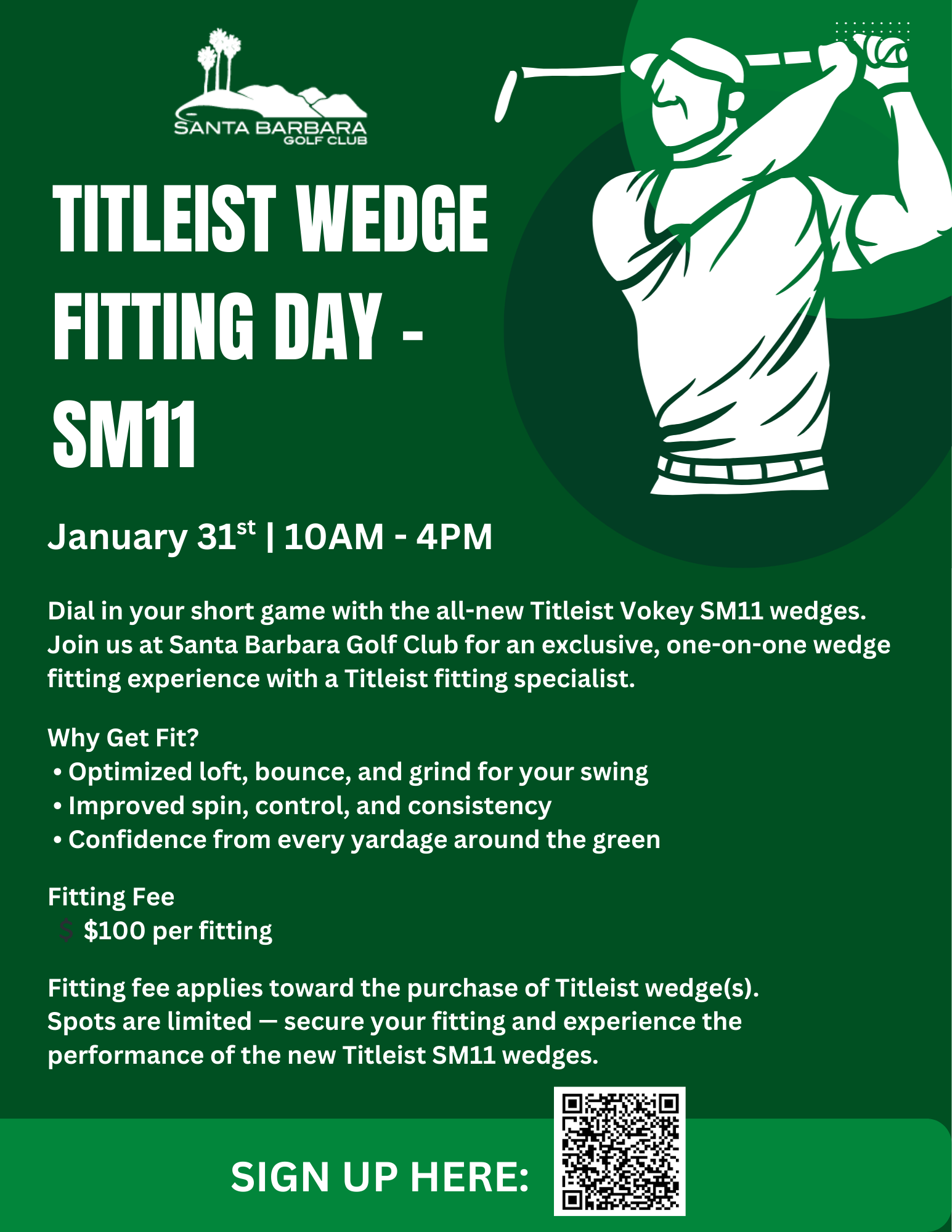 Titleist Wedge Fitting Date Santa Barbara FlyerCart Signs