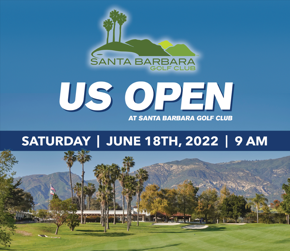 US Open at Santa Barbara Golf Club headline on image of Clubhouse